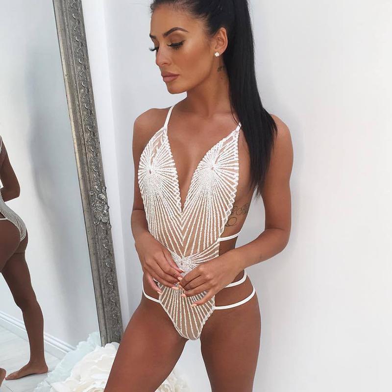 Spaghetti Strap Criss Cross Bandage Bodysuit