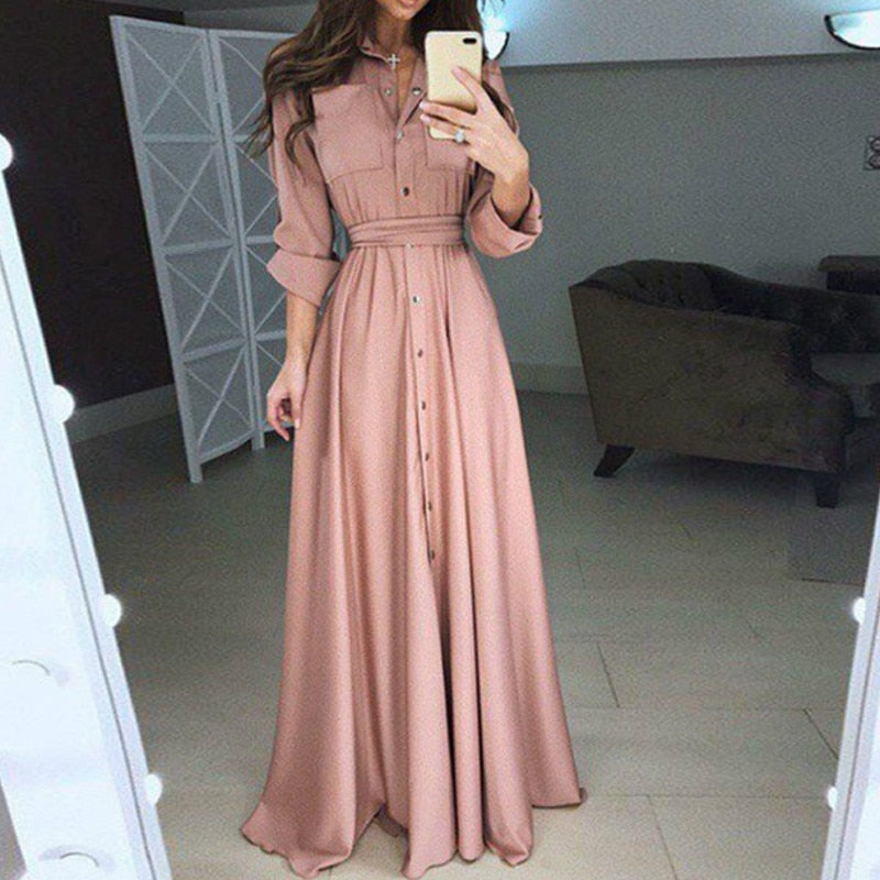 Long Sleeve Casual Loose Maxi Dress