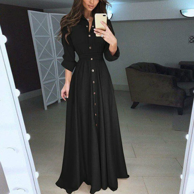 Long Sleeve Casual Loose Maxi Dress