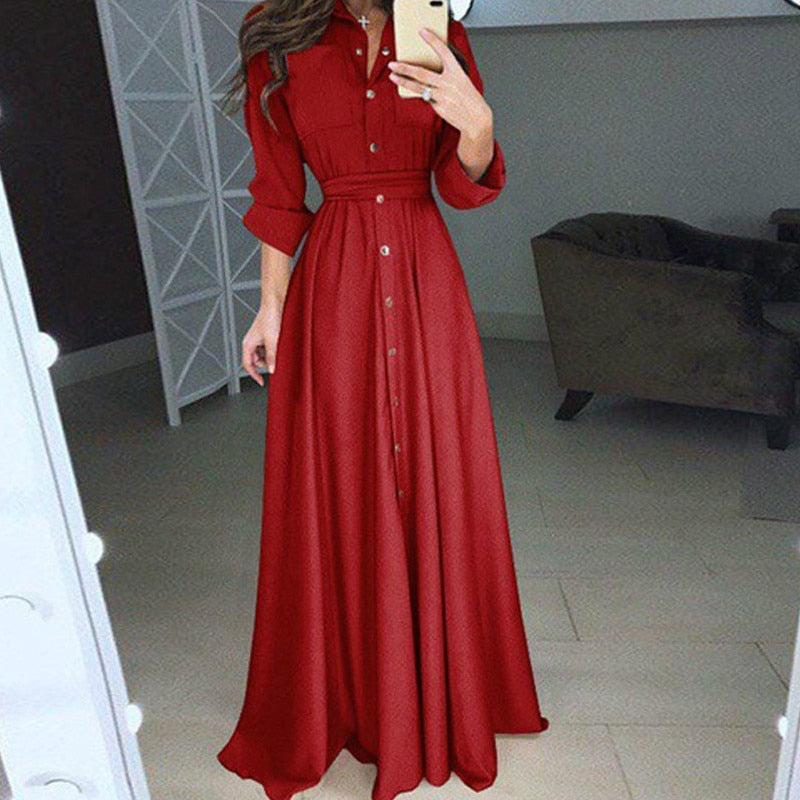 Long Sleeve Casual Loose Maxi Dress