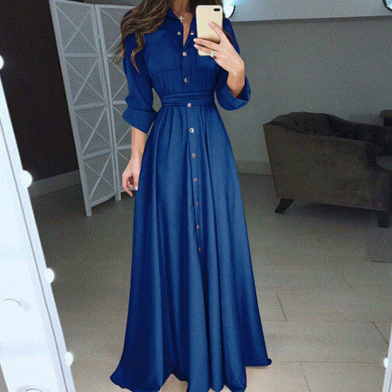 Long Sleeve Casual Loose Maxi Dress