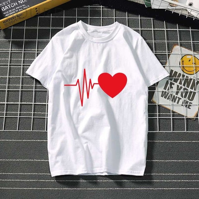 Casual Heart Graphics T-shirt