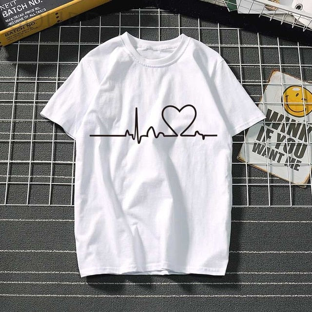 Casual Heart Graphics T-shirt