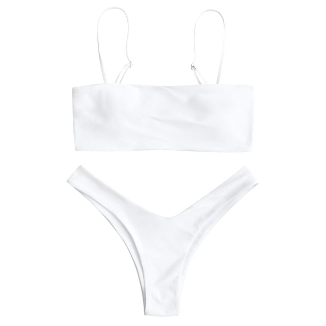 Cami High Cut Thong Bottom Padded Bikini Set