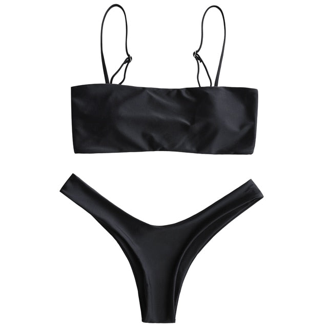 Cami High Cut Thong Bottom Padded Bikini Set