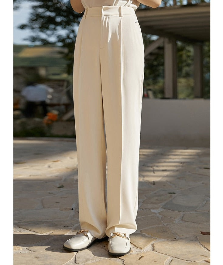 High Waist Wide Leg Pants Pleated Straight Pants