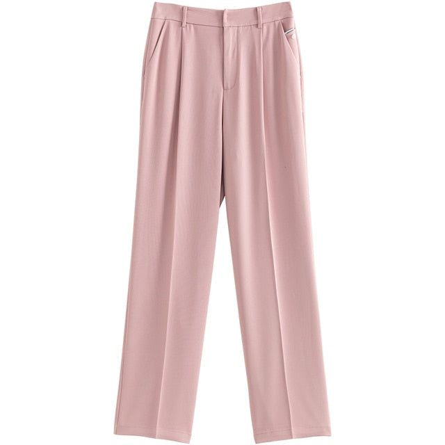 High Waist Wide Leg Pants Pleated Straight Pants