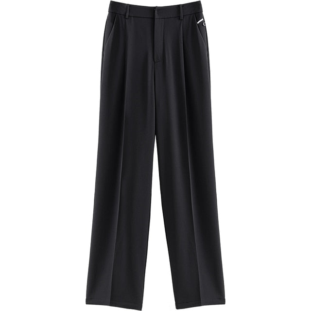 High Waist Wide Leg Pants Pleated Straight Pants