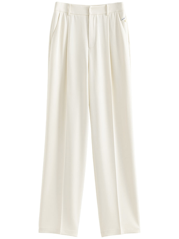 High Waist Wide Leg Pants Pleated Straight Pants