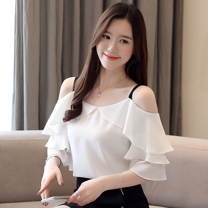 Chiffon Off Shoulder Blouse